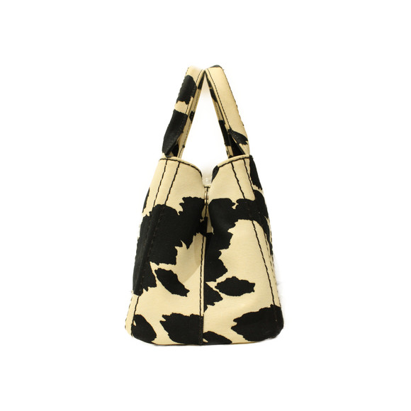 Prada Kanapa Handbag Canvas Cow Pattern Black Ivory - Picture 4 of 16